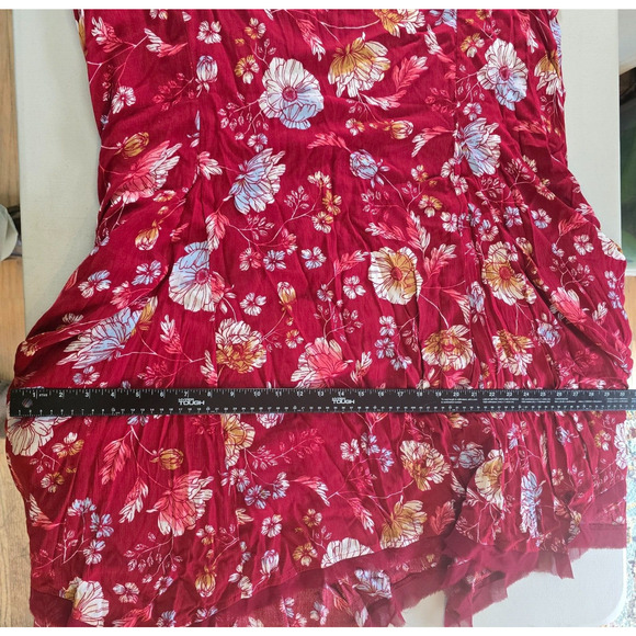 Woman Within Dress Women's 26W Red Floral Print Short Sleeve Ruffle High Low Hem - Picture 13 of 16